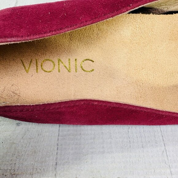 Vionic ANTONIA Burgundy Suede Leather Arch Support Slip On Wedge Shoes Sz 6.5 W - Picture 14 of 16